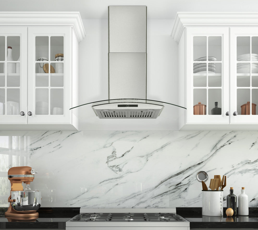 36" Convertible Wall Mount Glass Canopy Range Hood