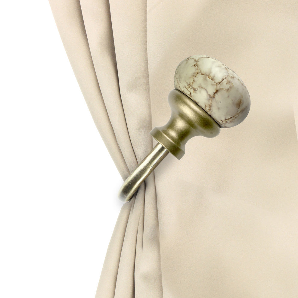 Creola Curtain Holdback, Pair, Antique Brass