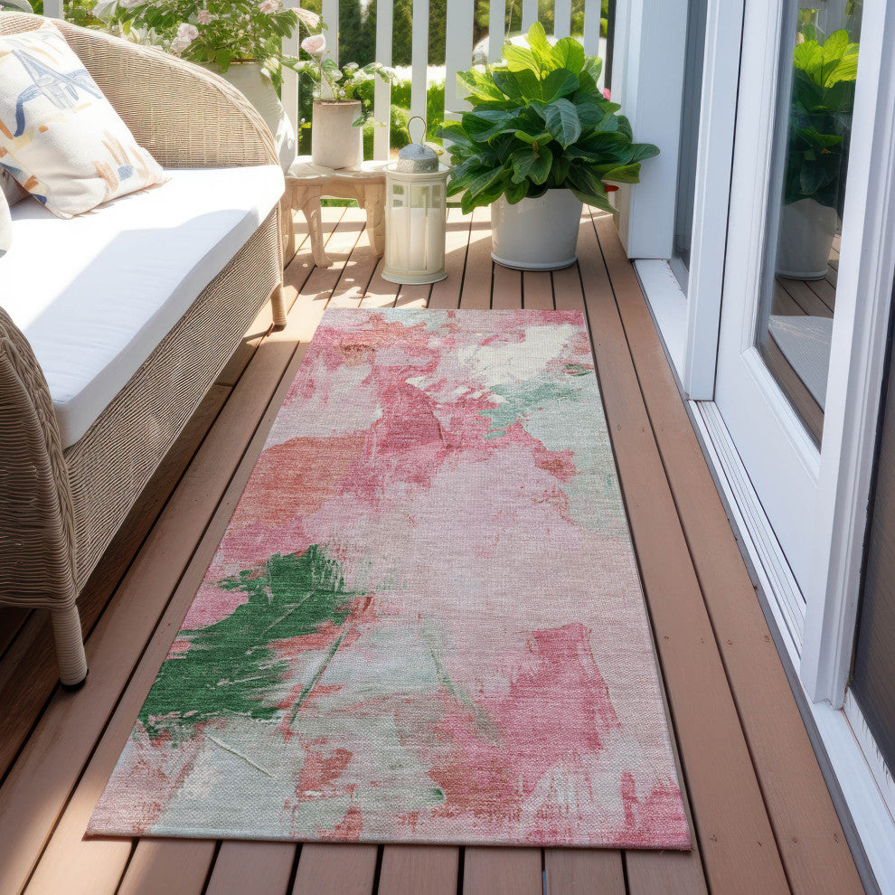 Machine Washable Indoor/Outdoor Chantille ACN1914 Blush 2'3" x 7'6" Runner Rug