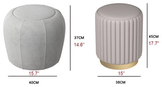 Nordic Makeup Stool Made of Leather with Iron Base, Orange