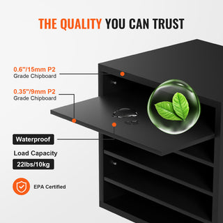 5 Compartments Wood File Organiser Office Mailbox with Adjustable Shelves, Black