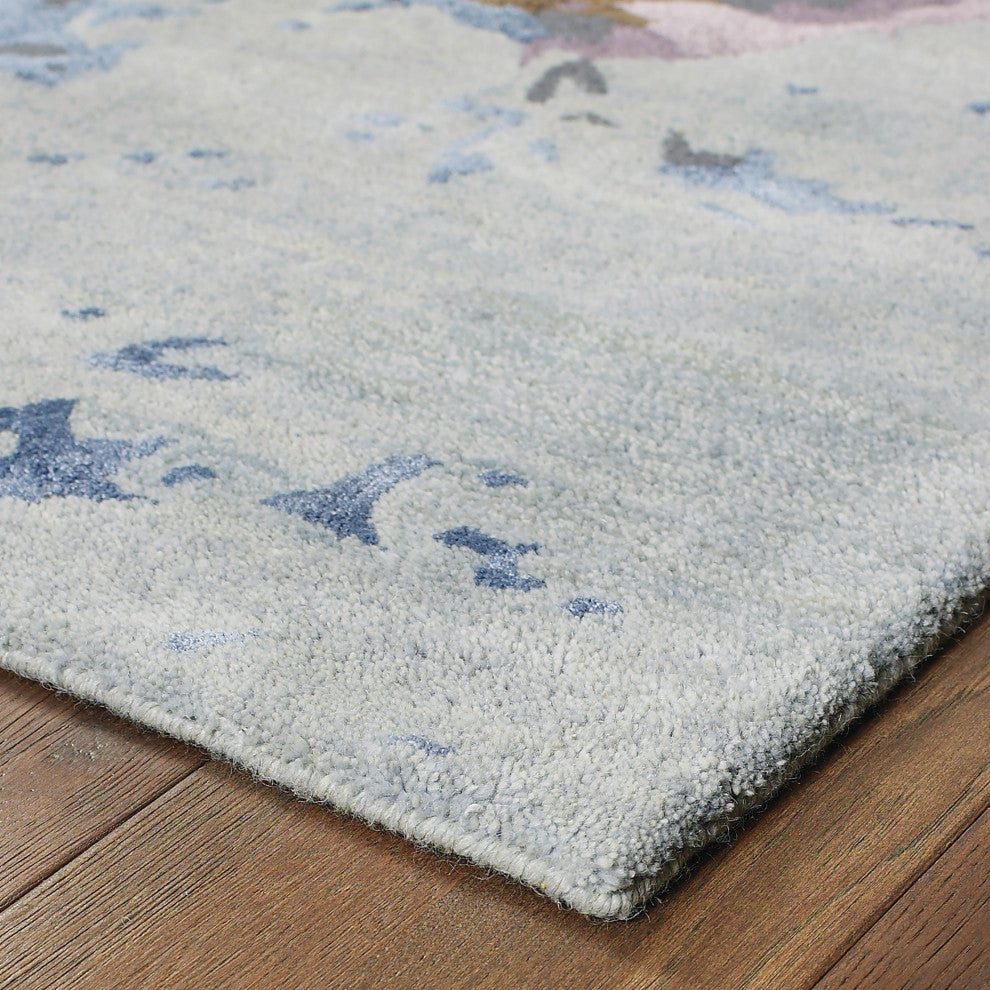Galen Organic Abstract Blue/ Purple Area Rug, 3'6"x5'6"