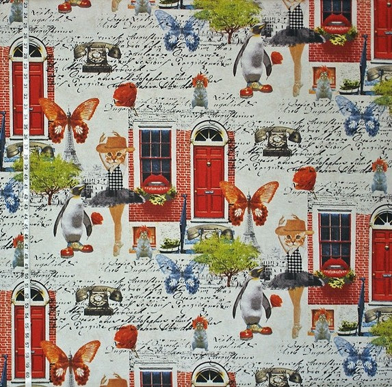 Fantasy Fabric Ballerina Eiffel Tower Surreal Dream, Sample Cut
