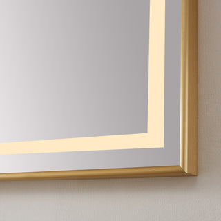 Horizontal Rectangular LED Wall Mount Bathroom Mirror, Gold, 48"