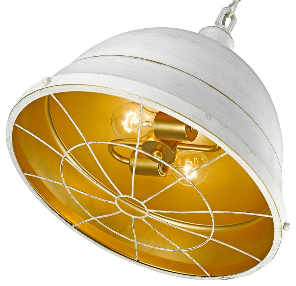 Golden Bartlett 2 Light Pendant, French White, French White Shade