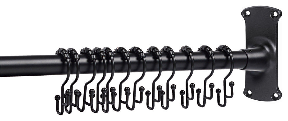 Utopia Alley Rustproof Aluminum L-Shaped Corner Shower Curtain Rod, Black