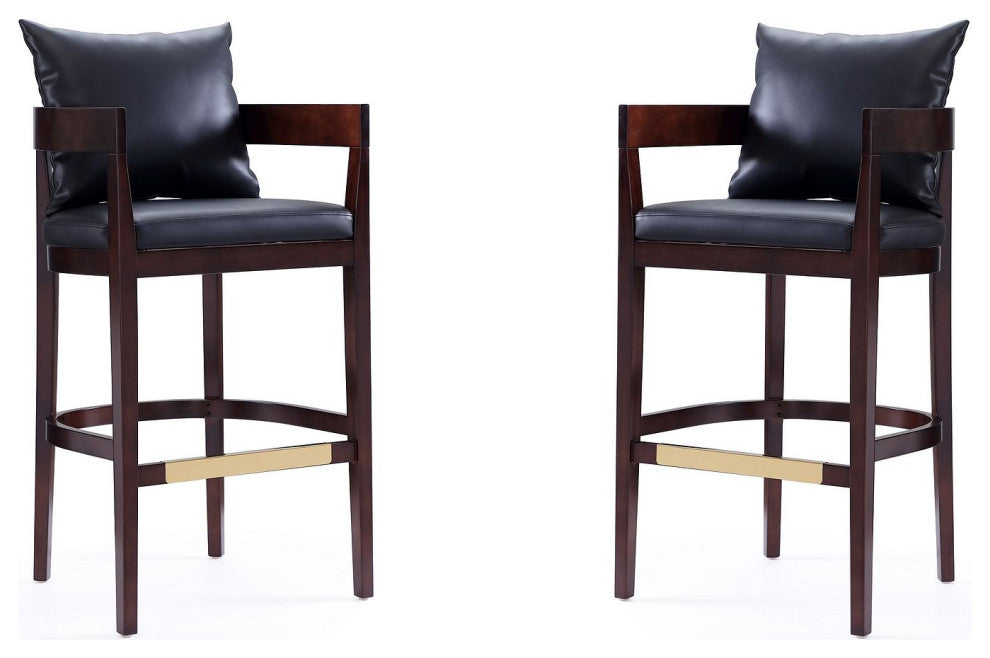 Ritz Barstool, Black and Dark Walnut, Set of 2