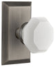 Studio Plate Privacy Waldorf White Milk Glass Knob, Antique Pewter