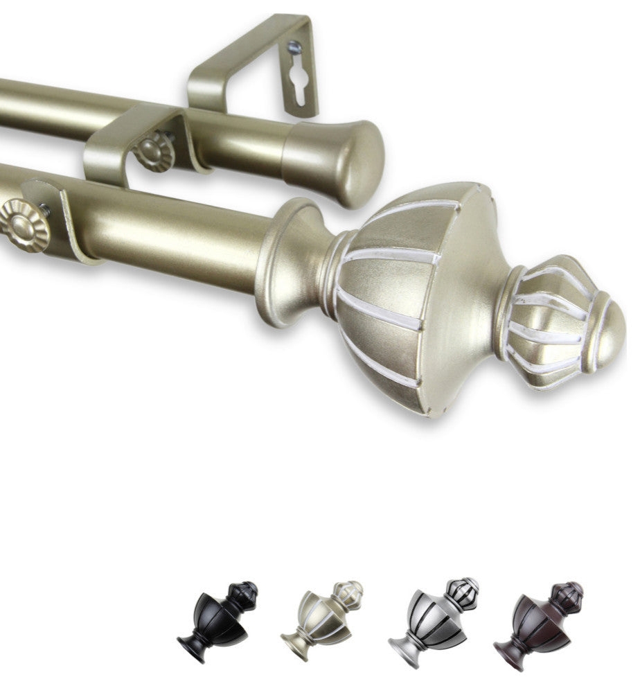 Jacob 1" Double Curtain Rod, Light Gold, 48-84"
