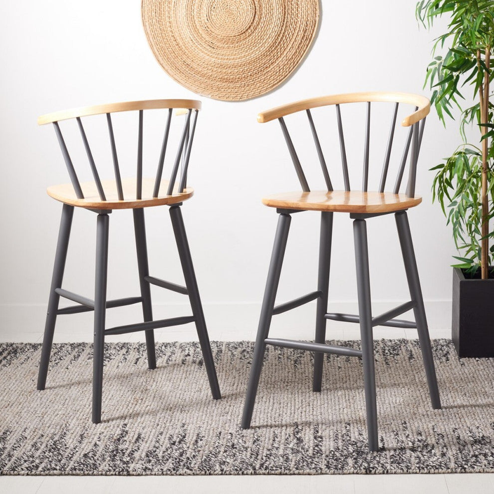 Safavieh Blanchard Bar Stool, Natural/Grey