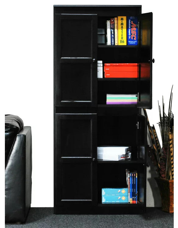 Storage Cabinet, Hardwood Frame With Adjustable Shelves & Round Handles, Brown