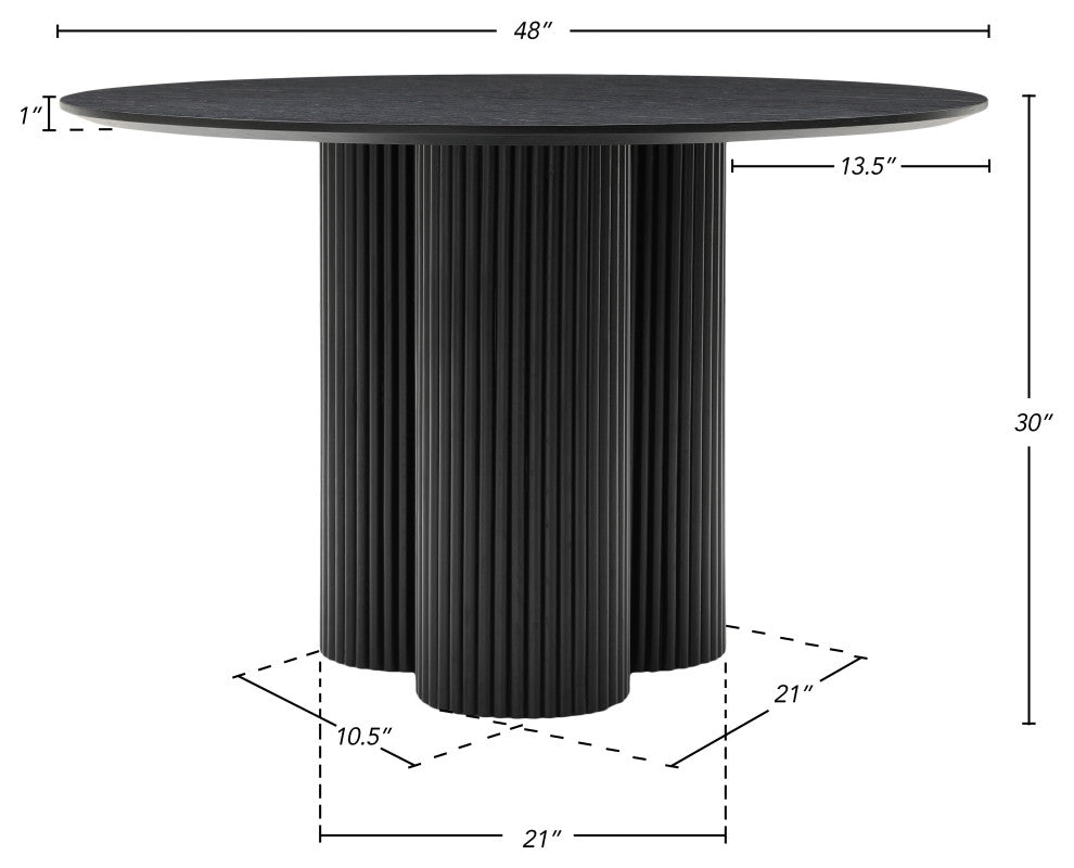 Simba Dining Table, Black, 48" Wide