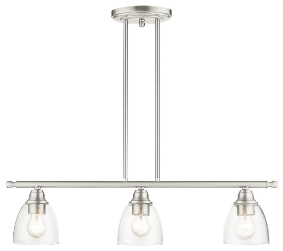 Brushed Nickel Transitional, Colonial, Linear Chandelier