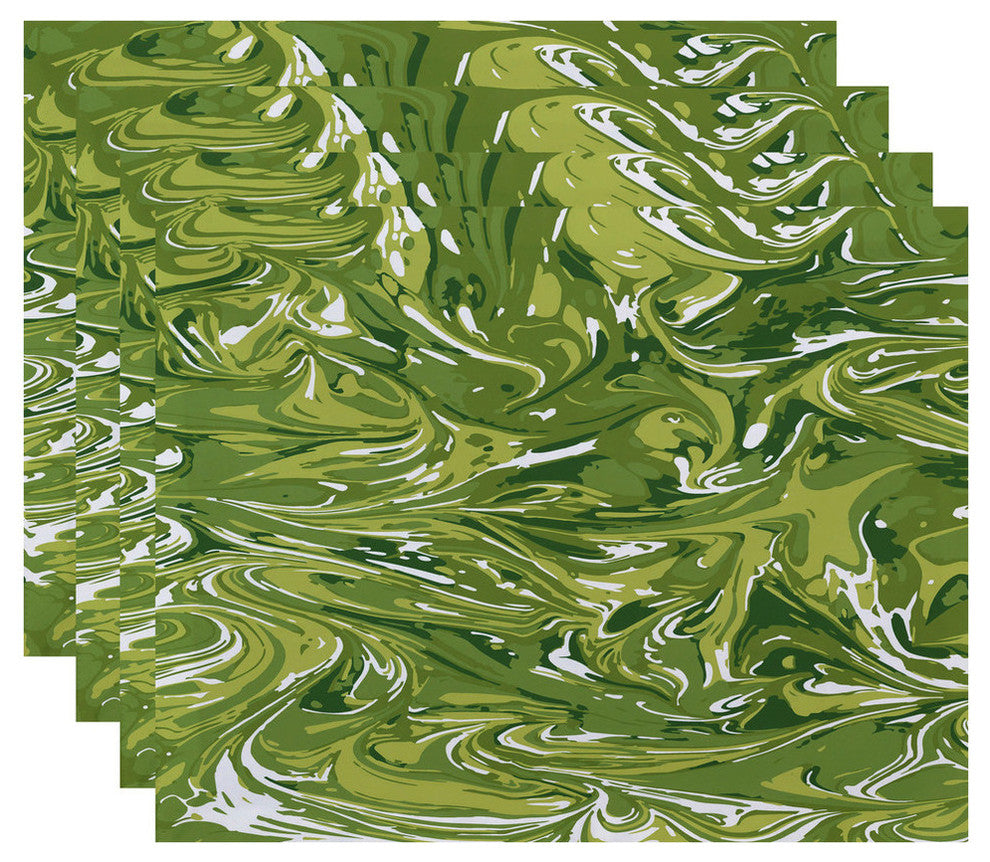 18"x14" M?lange, Geometric Print Placemat, Green, Set of 4