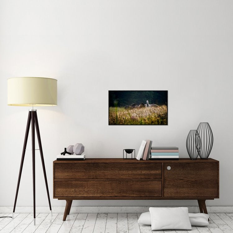 "Our Garden" Framed Canvas Giclee by Milan Malovrh, 31x18"