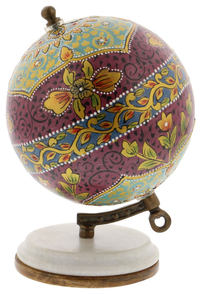 Modern 7" Multicolored Resin and Wood Decorative Lattice Globe