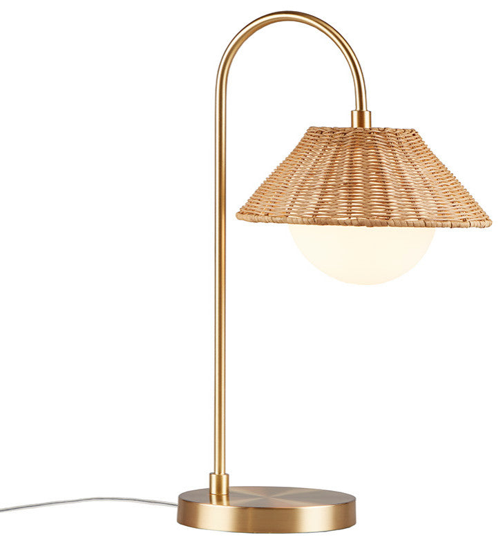 INK+IVY Laguna Rattan Weave Shade Table Lamp, Gold/Natural