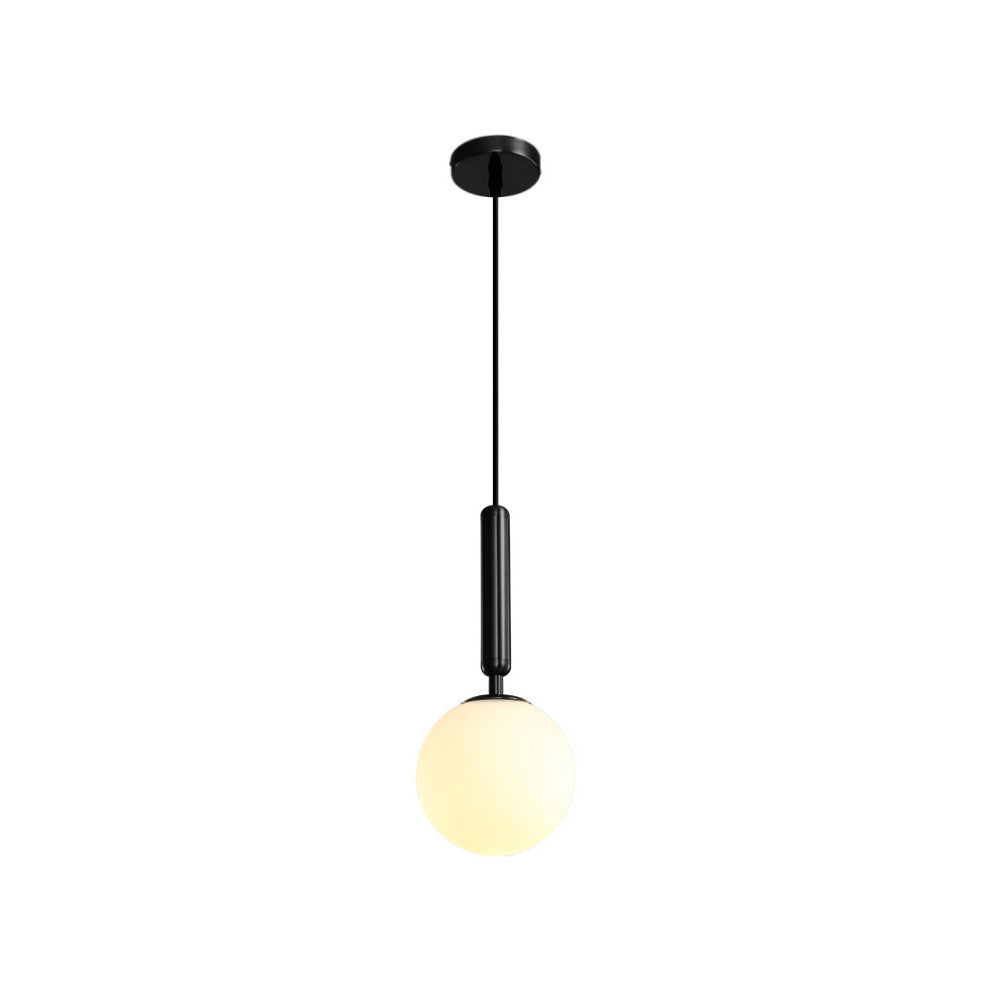1 Light Glass Globe Pendant Light, Black