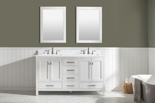 Design Element Valentino 60" White Double Rectangular Sink Vanity