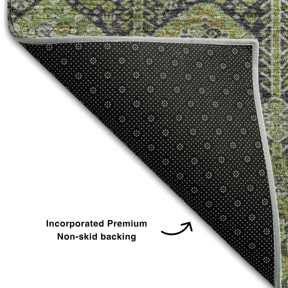 Premium Machine Washable Mayfield AMF574 Green 8' x 10' Rug