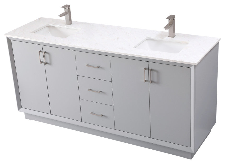 72" Double Bathroom Vanity, Grey