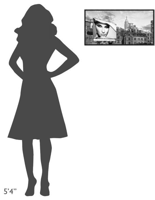 "A Billboard in Manhattan" Framed Canvas Giclee by Lauren, 25x13"