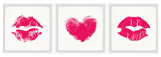 Lips and Hearts Triptych, 3-Piece Set, 12x12 Panels