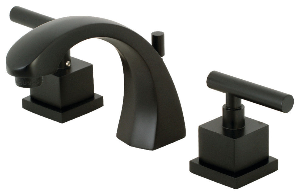 Kingston Brass Widespread Bathroom Faucet With Brass Pop-Up, Matte Black