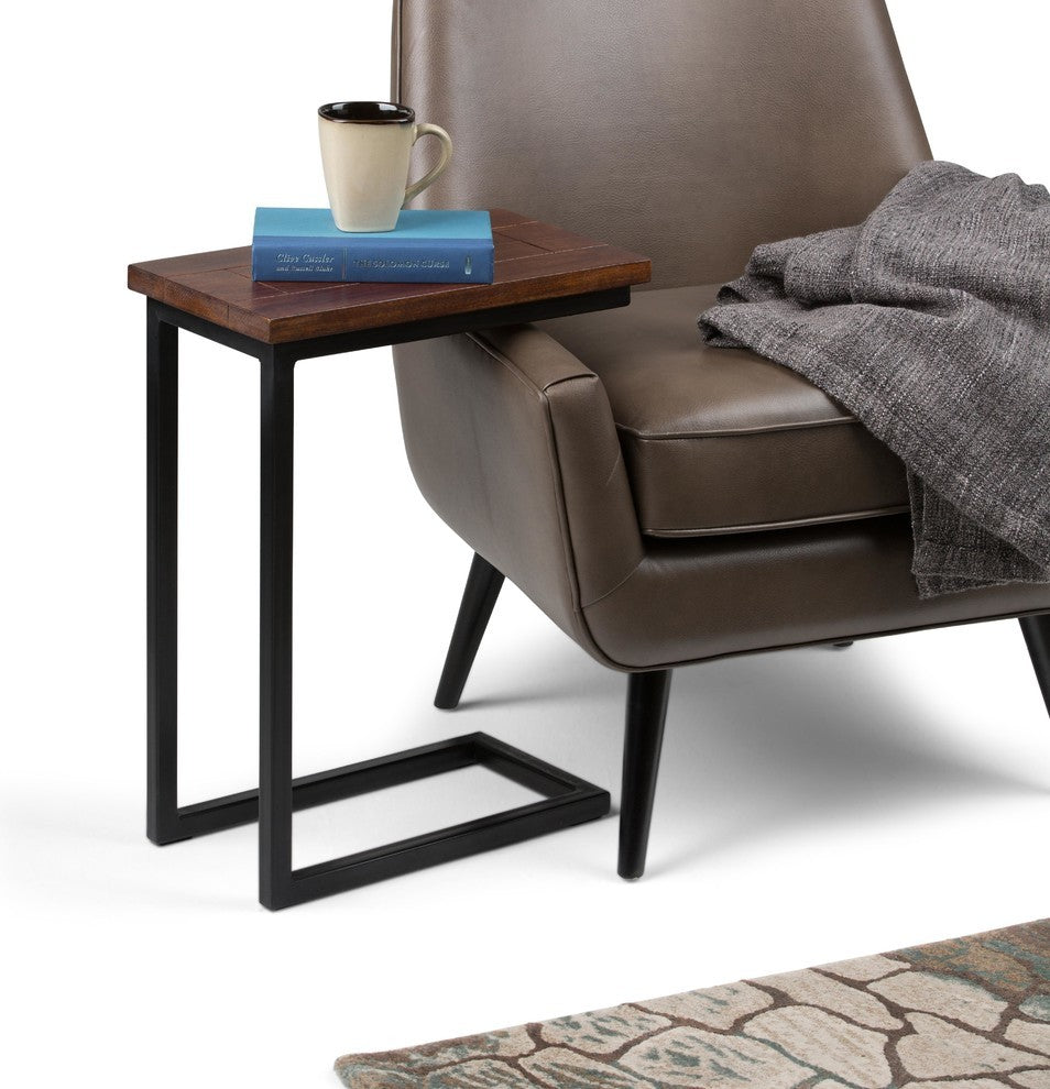 Skyler C Side Table With Marble Top, Dark Cognac Brown