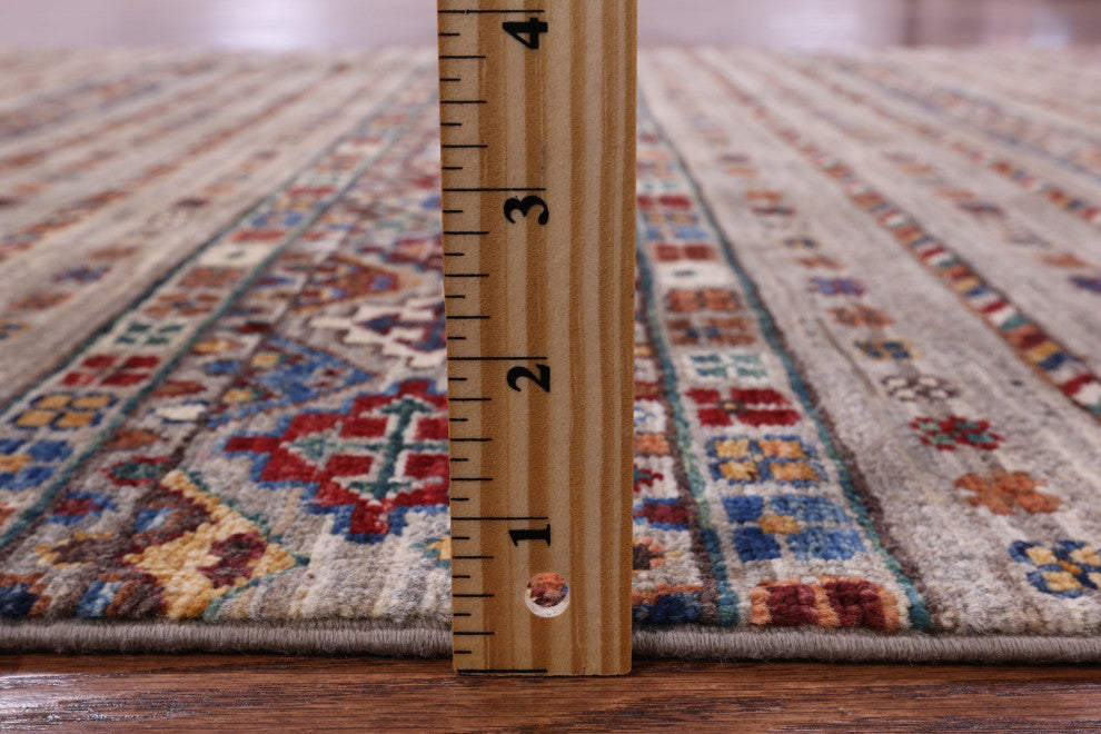 Hand Knotted Khorjin Super Kazak Wool Rug 4' 1" X 6' 0" - Q12517