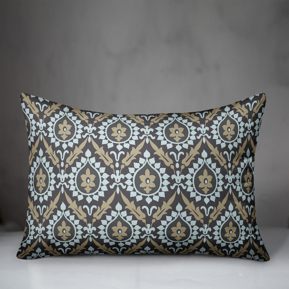 Ikat in Brown and Blue Throw Pillow