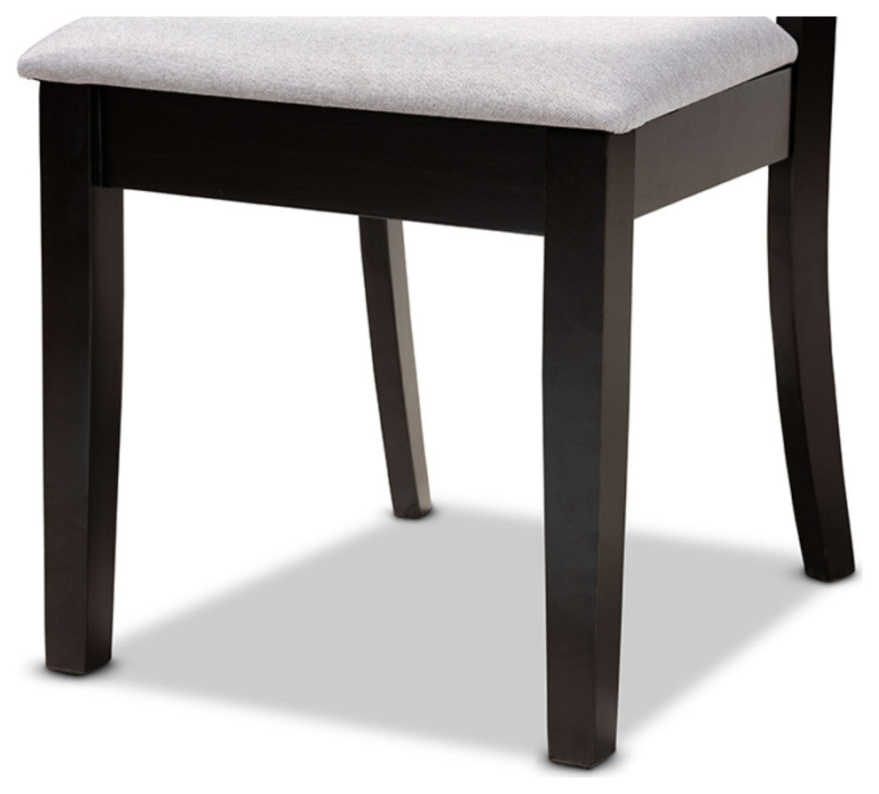 Julia Modern Gray Fabric Dark Brown Finished Wood 5-Piece Dining Set