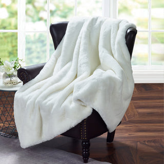 Heavy Faux Fur Throw, Bright White, 60"x80"