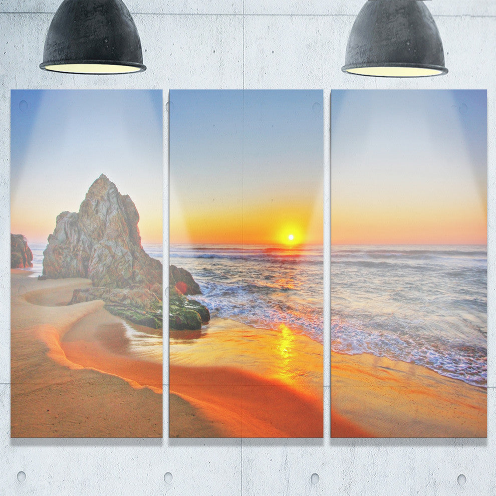 "Beautiful Sunrise by Beach in Tathra" Metal Wall Art, 3 Panels, 36"x28"