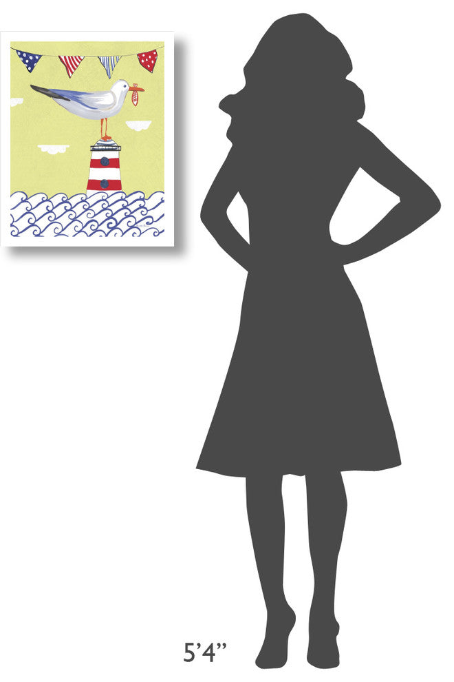 "Coastal Bird I Flags" Digital Paper Print by Farida Zaman, 18"x22"
