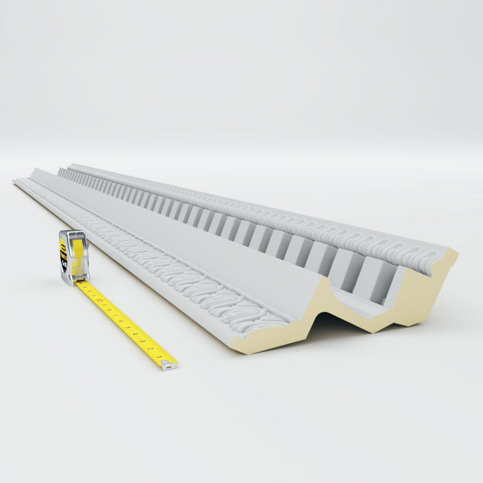 7 3/4"Hx8 3/4"Px11 3/4"Fx95 3/4"L, 5" Repeat, Dentil Crown Moulding