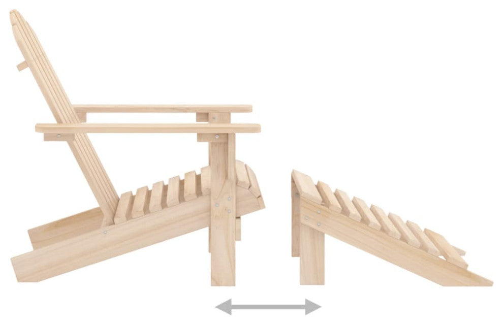 vidaXL Adirondack Chair Patio Adirondack Chair with Ottoman Solid Wood Fir
