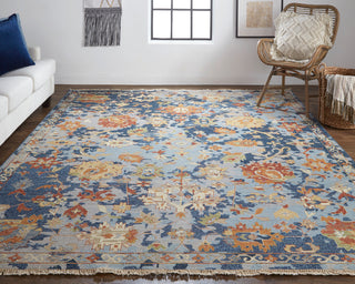 Pierson Transitional Floral & Botanical, Blue/Orange/Red, 11'6"x15' Area Rug