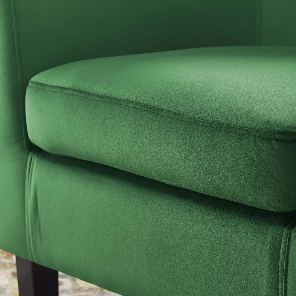 Armchair Accent Chair, Velvet, Green, Modern, Living Lounge Hotel Hospitality