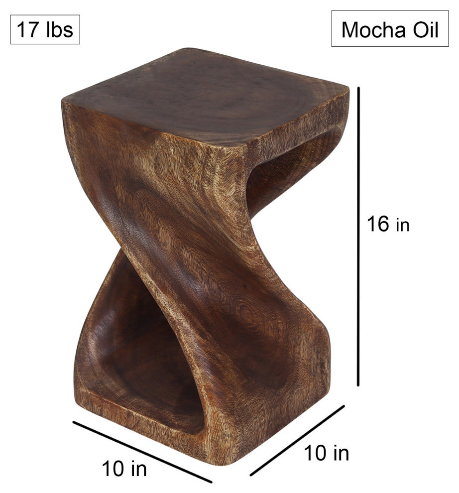 HaussmannÂ® Original Wood Twist Stool 10 X 10 X 16 In High Mocha Oil