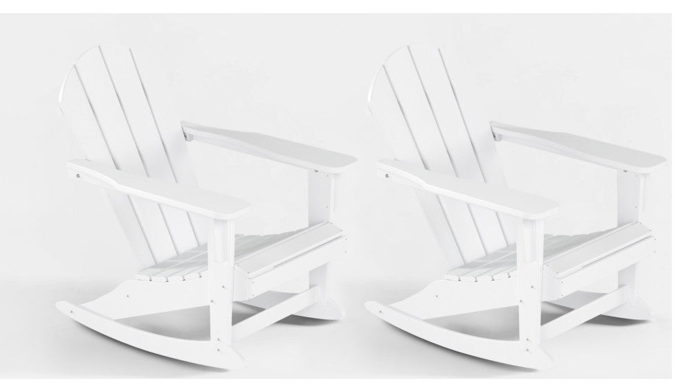 WestinTrends 2PC Outdoor Patio Porch Rocker Classic Adirondack Rocking Chair Set, White