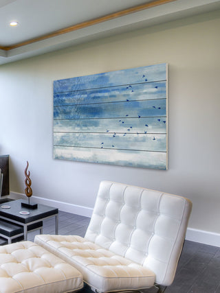 "Blue Sky Birds" Wall Art on Wood, 45"x30"