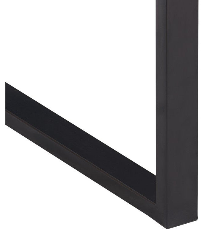 Farmhouse Desk, Metal Frame With Storage Drawer & Cut Out Pulls, Black/Natural