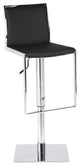 Zelda Leather Adjustable Bar Stool, Black Leather