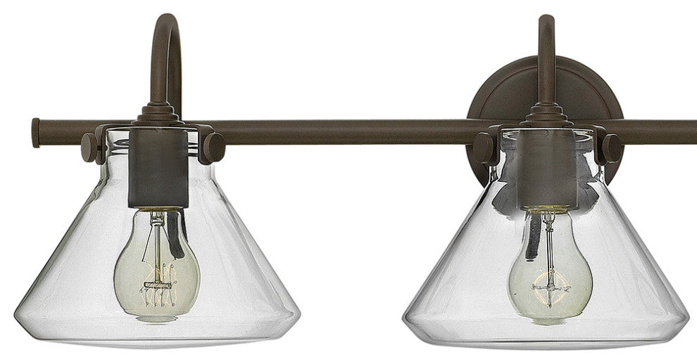 Hinkley Congress Medium Retro Glass Three Light Vanity, Oil Rubbed Bronze