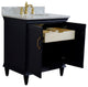 31" Single Vanity, Blue Finish With White Carrara And Oval Sink