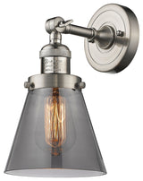 Small Cone 1-Light Sconce, Smoked Glass, Satin Brush Nickel