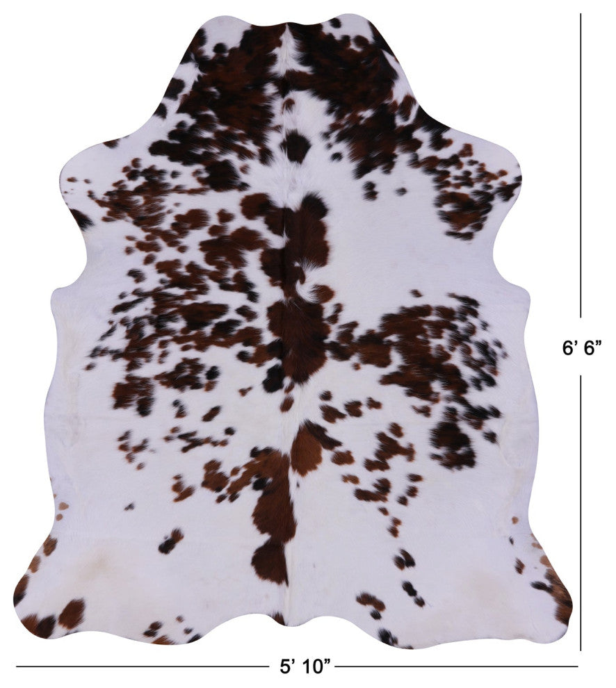 Brown and White Natural Cowhide Rug 6' 6" X 5' 10" C2383