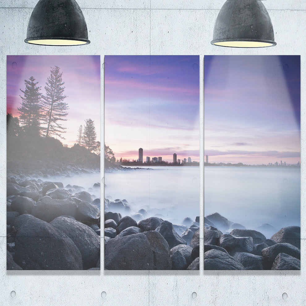 "Rocky Burleigh Point in Blue" Metal Wall Art, 3 Panels, 36"x28"