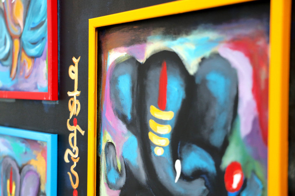Abstract GANESHA Texture Painting, spiritual abstract expressionism figurative